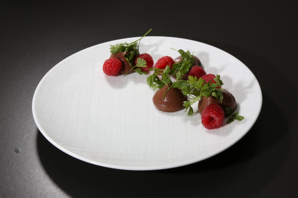Crème chocolat, framboise et cerfeuil de Florent Ladeyn